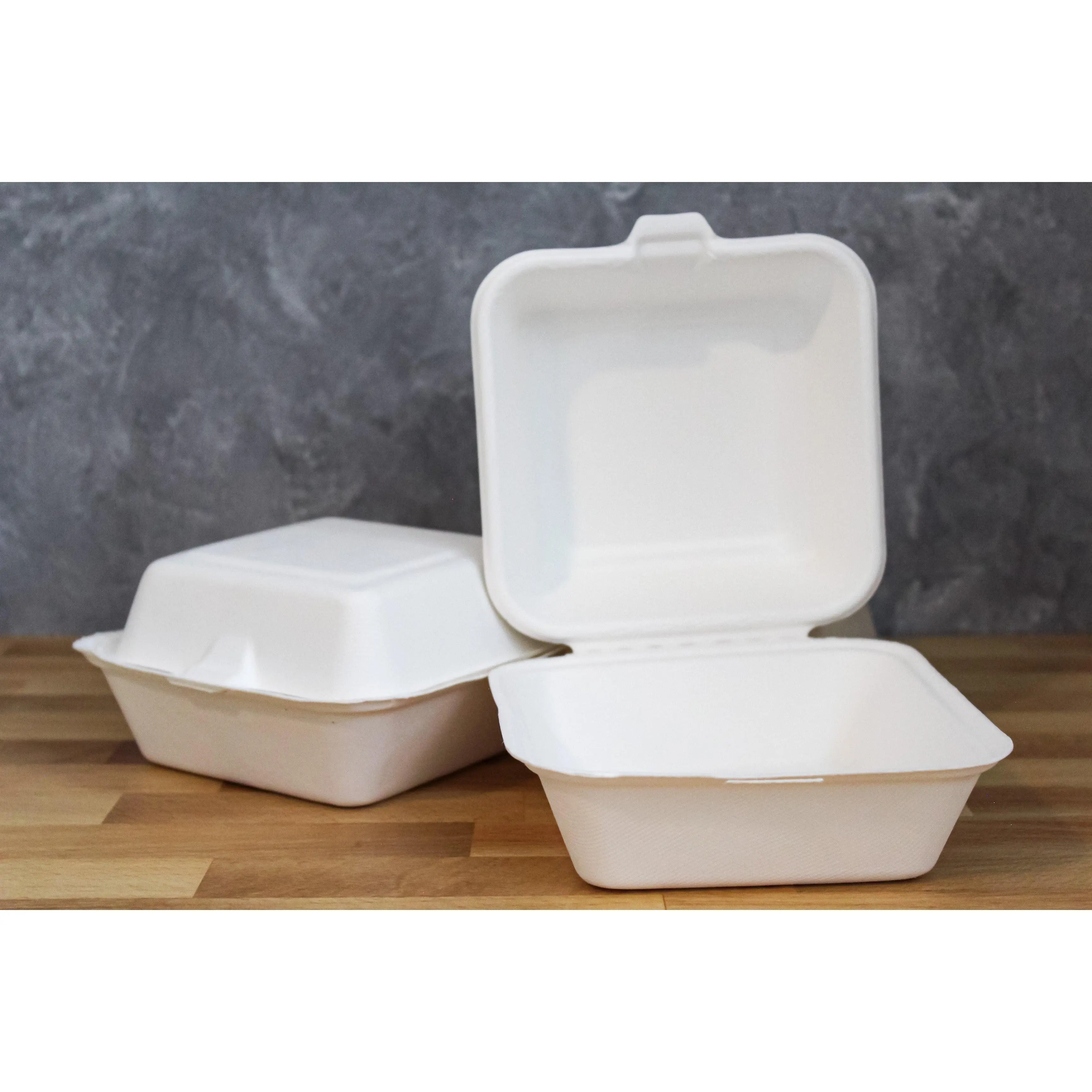 6" x 6" Tall Molded Fiber Clamshell (500pcs) | Compostable | PFAS-Free