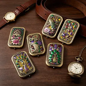 Aesthetic Retro Peacock Compact Mirror Double Sided Magnifying Portable Metal Folding Mirror Perfect Gift For Her