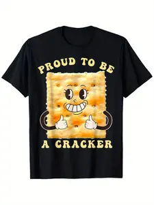 Summer short sleeves t Shirts Proud to Be a Cracker Funny Snack Themed Apparel T-Shirt, 100% Cotton