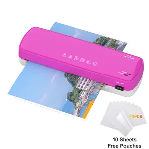 Pink A3/A4 Laminator with Anti-Jam Reverse Feature 3 Min Quick Start Includes 10 Free Pouches for Photos & Documents Ideal for Teachers Office & Home Use 110V-127V Protection Personal