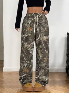 Women's Camo Print Tie Waist Loose Sweatpants, Casual Comfy Jogger Pants for Daily Wear, Ladies Bottoms for All Seasons