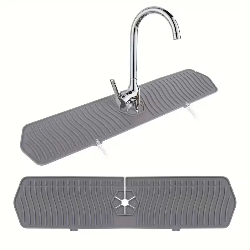 1pc Upgraded Silicone Sink Splash Guard Anti-Slip Kitchen Bathroom Faucet Water Splash Protector Reusable Countertop Mat with Drainage Multi-Functional Storage Pad for Farmhouse RV Laundry Room