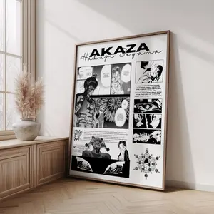 Akaza Demon Slayer Anime Manga Poster Art Print, Hakuji Vintage Minimalist Japanese Wall Decor Artwork (Unframed, Print Only)