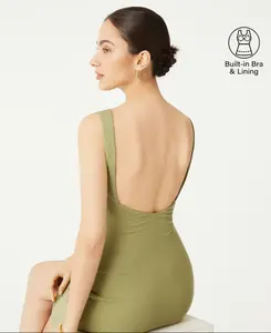 Cooling Open Back Bandless Bra Mini Dress Color Olive Oil