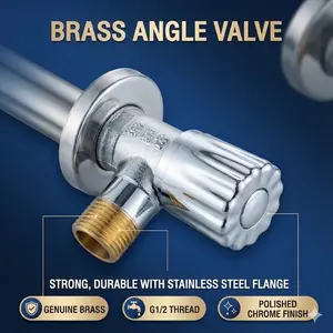 Premium Copper Angle Valve - Chrome Finish, G1/2 Water Shut Off Valve for Bathroom/Kitchen
