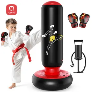 QPAU 66 Inch Inflatable Kids Punching Bag Toy with Boxing Gloves for Ages 6-12 Christmas Gifts for Boys & Girls Ideal for Karate Taekwondo MMA Exercise Strengthening Fun Family Time - Energy