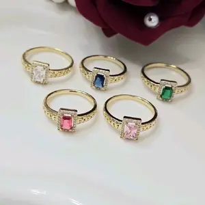 Anillos con Piedra Pequeña de Cristal Rectangulares de Varios Colores para Joyería Femenina