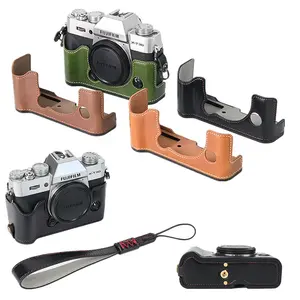 Oil Print PU Leather Camera Half Case for Fujifilm XT30II XT30 XT20 XT10 Fuji X-T30 X-T30II X-T20 X-T10 Battery Open With Strap