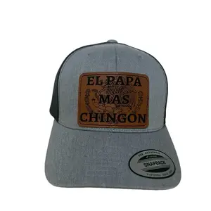 Unisex Premium Leather Patch Trucker Hat, Faux Leather Trucker Cap, Polyester Hat for Holiday Spirits Adjustable Snapback Hat