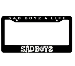 Sad Boyz 4 Life License Plate Frame Corridos Tumbados Durable Lightweight Plastic Standard U S Size with Bold Text and Sad Face Detail for Truck Vehicle