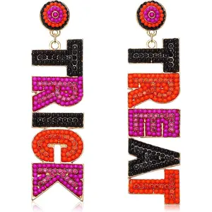 Halloween Earrings Beaded Boo Candy Corn Ghost Earrings for Women Statement Spooky Pumpkin Drop Dangle Earrings Festive Halloween Gifts Costume Party Accessory