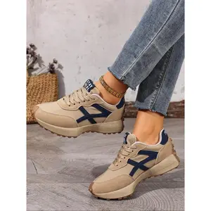 Ladies' retro thick soled casual shoes for spring and autumn, featuring a suede upper with a low cut design and a comfortable non slip sole. These fashionable women's outdoor sports shoes and climbing shoes are perfect for daily wear.(Sheets)