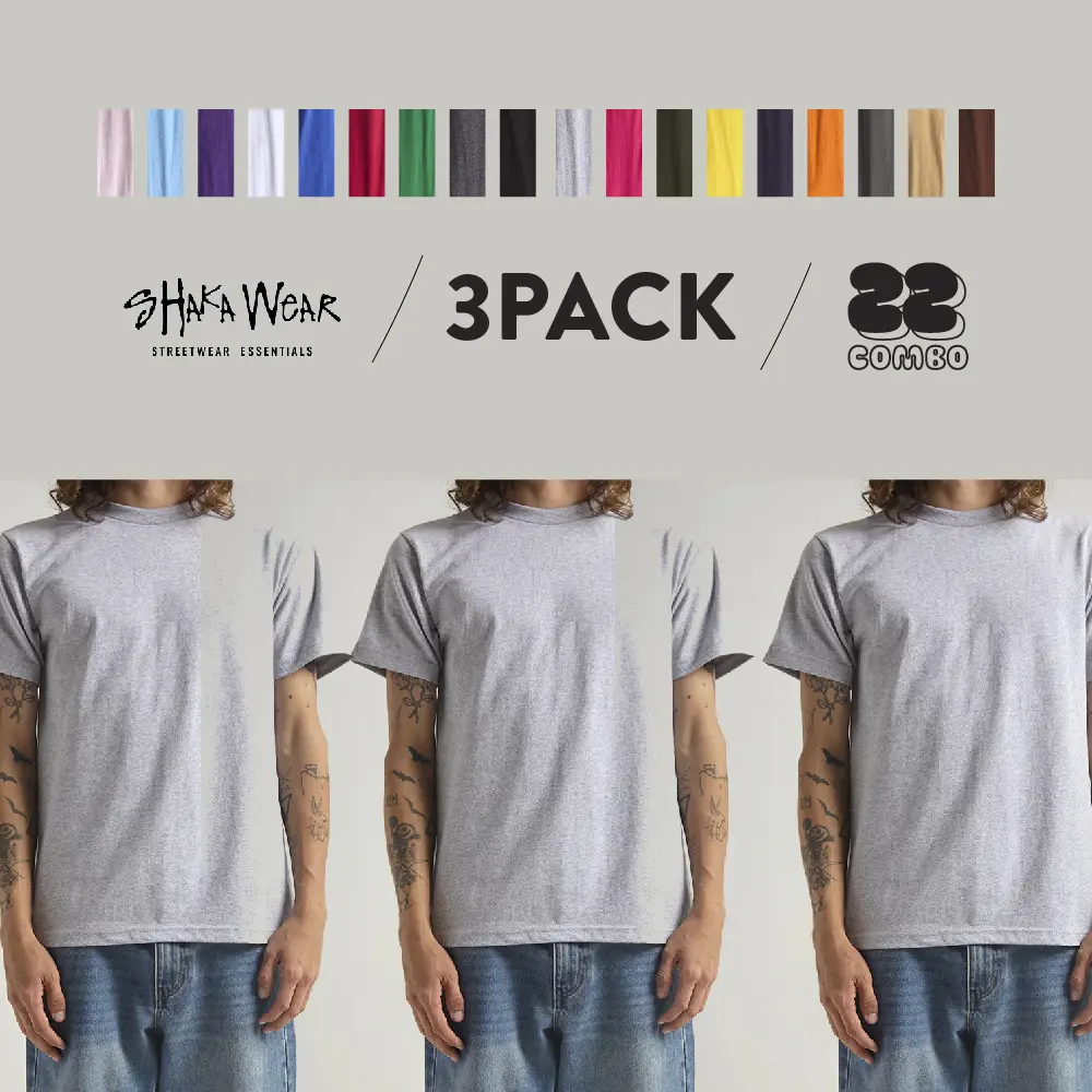 ShakaWear Men's Streetwear 3-Pack Lightweight Breathable Fabric Shortsleeve T-Shirts, Casual Hip Hop Menswear Tops (S to 5XL)