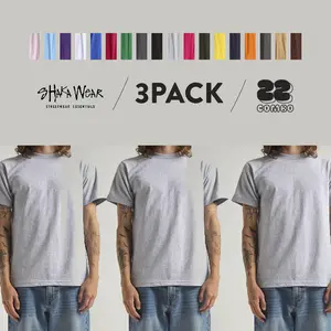 3 Pack SHAKAWEAR Men's Active T Shirts SHAKA WEAR Lightweight Short Sleeves T Shirt Casual Hip Hop Cotton Tee Big (S to 5XL)