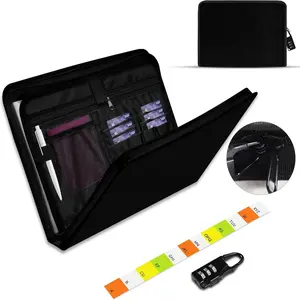 Portable Fireproof File Organizer, 1 Count A4 Pocket Fireproof Expansion Folder with Zipper & Colorful Label, Expanding File, Portable Important File Organizer