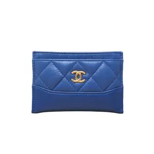 Pre-owned CHANEL leather Tote Bags 【DIZ】Blue S 26 gold buckle classic card bag