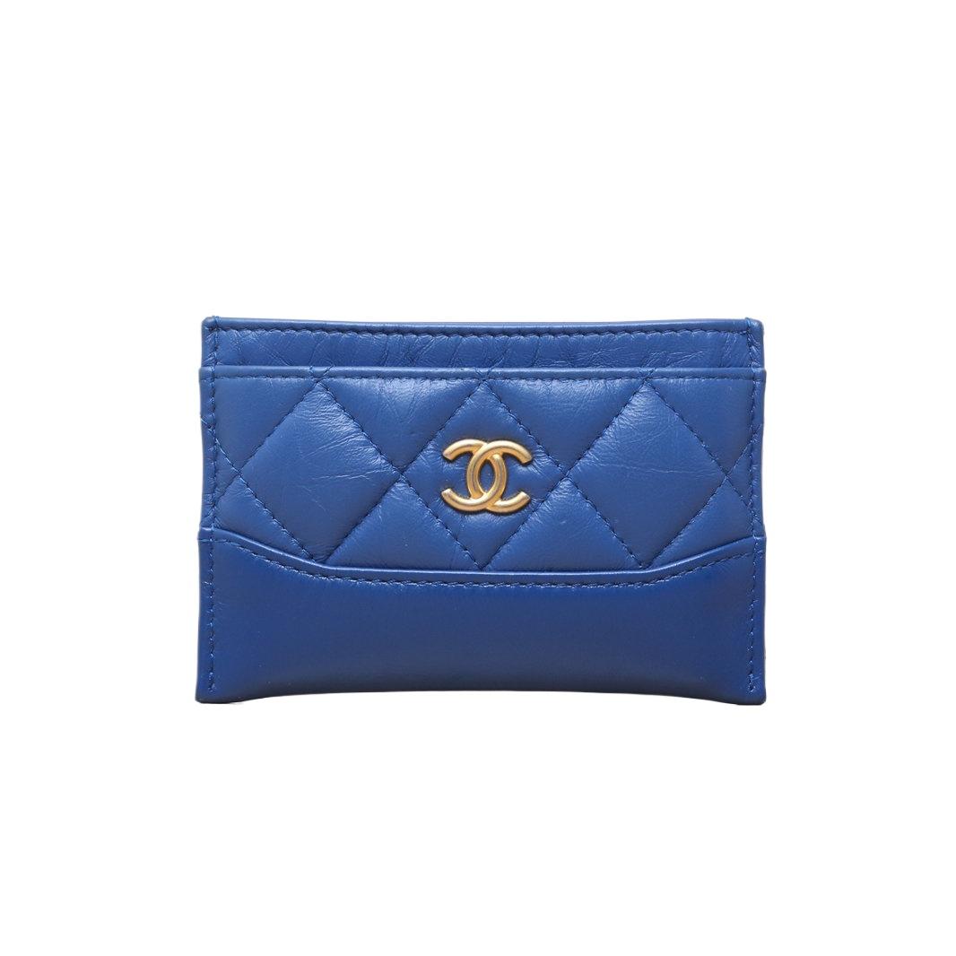 Pre-owned CHANEL leather Tote Bags 【DIZ】Blue S 26 gold buckle classic card bag