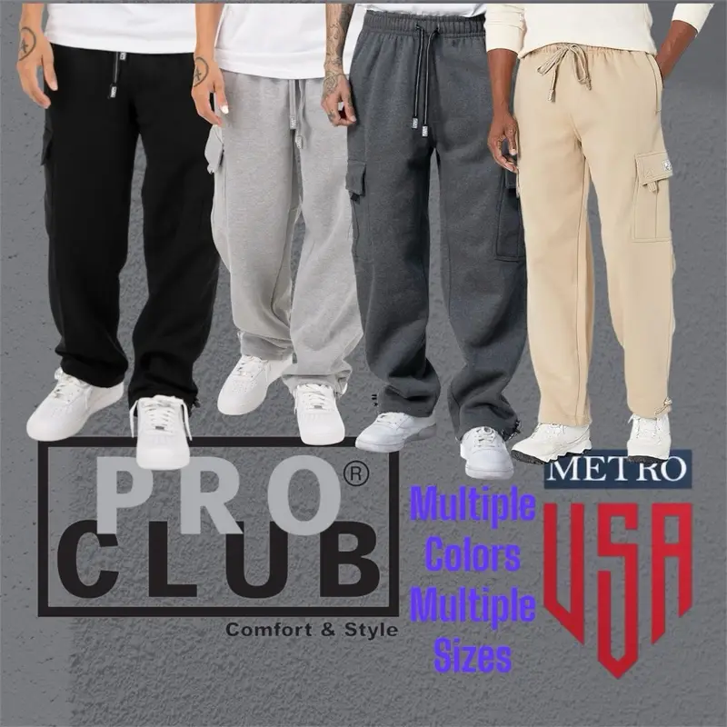 PRO CLUB Heavyweight Fleece Cargo Pants Relaxed, adjustable fit for maximum comfort Heavyweight fleece to provide durability and warmth in winter Mens