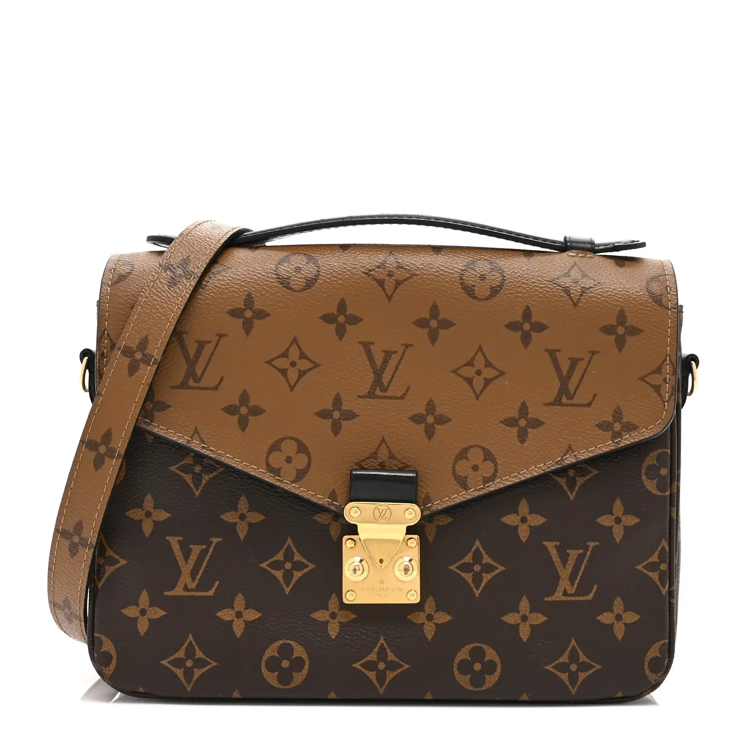 Pre-owned Louis Vuitton Coated Canvas Shoulder Bags Reverse Monogram Pochette Metis