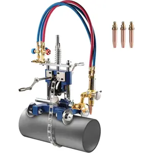 VEVOR CG2-11Y Manual Pipe Cutting Machine, 0.2"-2" Thick Pipe Beveling Machine with 82-in Chain, 0 ° -45 °   Adjusted Angle Gas Cutting Machine with 3 Tips, Portable Torch Beveling Gas Cutter