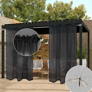 1pc Outdoor Courtyard Sheer Curtain, Living Room Rod-Pocket Sheer Curtain, Outdoor Wedding Decor, Transparent Privacy Curtain for Balcony, Porch, Patio, Yard