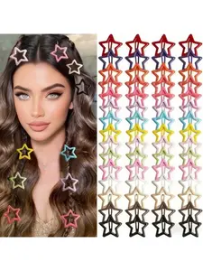 80pcs Y2K Star Hair Clips, Hair Clip Set, Colorful Metal Snap Hair Barrettes, Non-Slip Cute Star Hair Accessories for Women & Girls