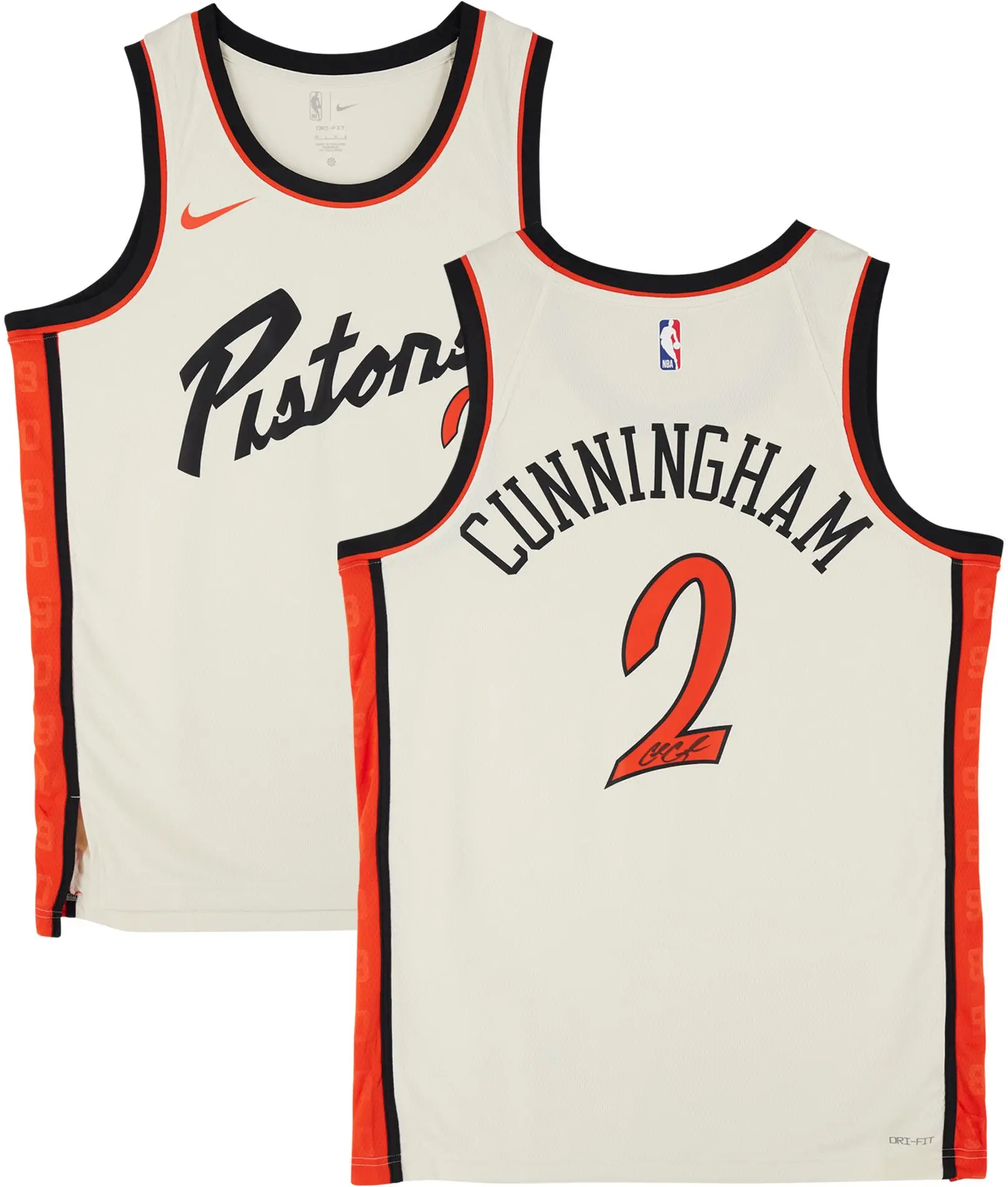 Cade Cunningham Detroit Pistons Autographed Nike Bone 2024-25 City Edition Swingman Jersey - Fanatics Authentic Certified