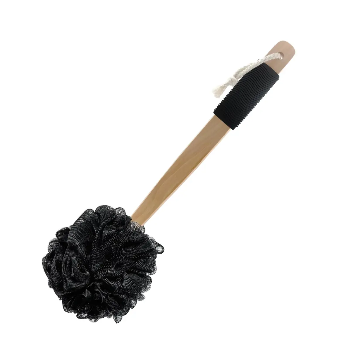 Exfoliating Loofah Brush, Body Scrubber with Rubber Handle for Shower, Bath Sponge