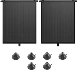 2 count  Side Window Sun Shade for /- 18"14" Retractable Roller  Window Shade with Suction Cups - Blocks Heat and UV Rays Glare Protection-  Travel Accessories for  (Black)