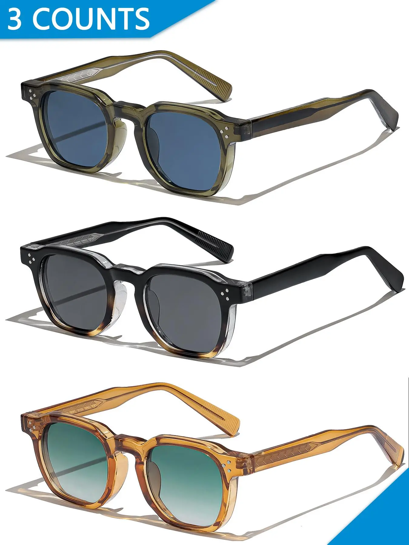 Unisex Vintage Tinted Lens Modern Frames Sunglasses, Beach Essentials, Gifts for Boyfriend, Trendy Casual Sunglasses for Travel Use, Fashion Accessories for Outdoor Activities, Mother's Day Gifts, Gift Set for Mothers, Gifts for Her, Sunglasses for Men