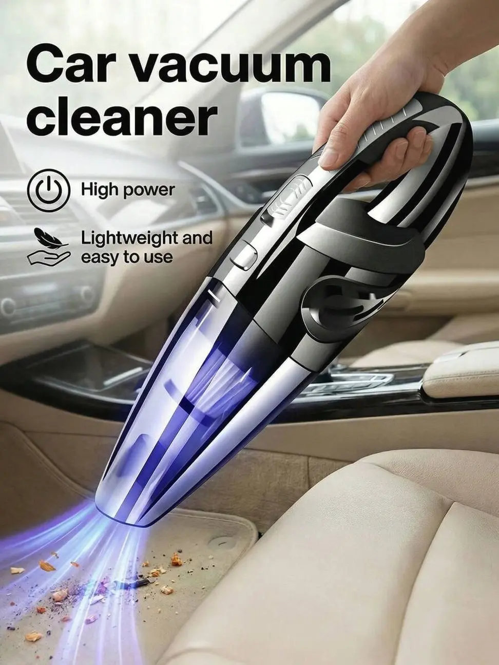 Cordless Handheld Vacuum Cleaner, Powerful Suction Portable Car Vacuum for Pet Hair and Home Cleaning with Versatile Attachments