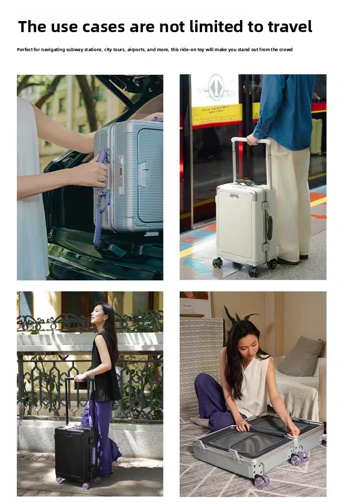 Latest Wide Handle Aluminum Luggage case with Poured Wheels Front Opening Travel Bag Multifunctional Suitcase Oversea Stock