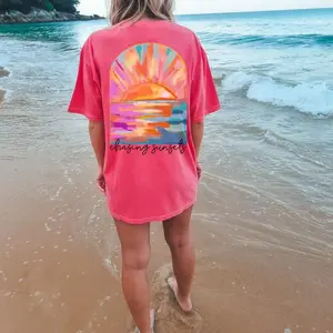 Comfort Colors Coconut Girl Sunset Oversized T-shirt – Summer Vacation Beach Shirt, Salty Mermaidcore Tee, Comfort Colors T-shirt