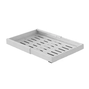 Gaomon Pull-Out Cabinet Organizer, Heavy-Duty Carbon Steel Adjustable Slide-Out Shelf, Adhesive Shelf Organizers for Kitchen & Bathroom, Large White Kitchen Storage Rack