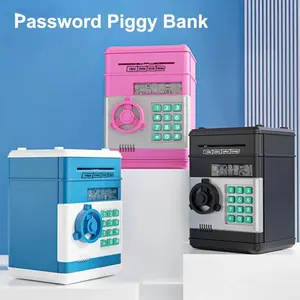 Automatic Electronic Plastic Piggy Bank Safe Box with Password Code Lock, Door, Key, Coin-Cash Counter & Saving Functions - Kids' Home Decor & Home Supplies Gift