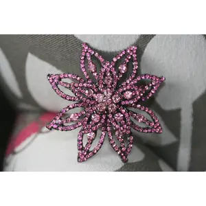 Pink Rhinestone Star Flower Brooch Pin, Bridal Brooch, Brooches Pins Wedding, Crystal Broaches Women