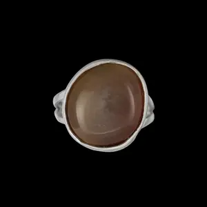 Size 9 - Vintage 925 Sterling Silver Oval Smoky Quartz Cabochon Ring, Simple Two-Prong Design, Handmade Gemstone Jewelry, Solitaire Navajo Birthstone Band