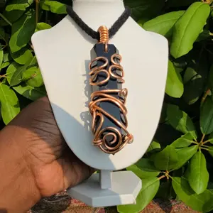 Obsidian Necklace • Power Generator •  Crystal Tower Necklace • Natural Healing Gemstone Jewelry for Women & Men • Non Copper Aluminum