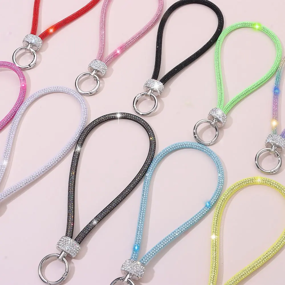 Bling Bling Glitter Rhinestone Mobile Phone Lanyard Diamond Crystal Phone Wrist Straps Keychain Hanging Anti-lost Short Rope Smartphone Cellphone