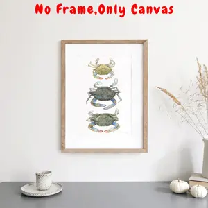 Crab Pattern Unframed Painting, 1 Count Watercolor Crab Wall Art, Wall Decor for Home Living Room Bedroom, Home Decor Ideas, Ornaments