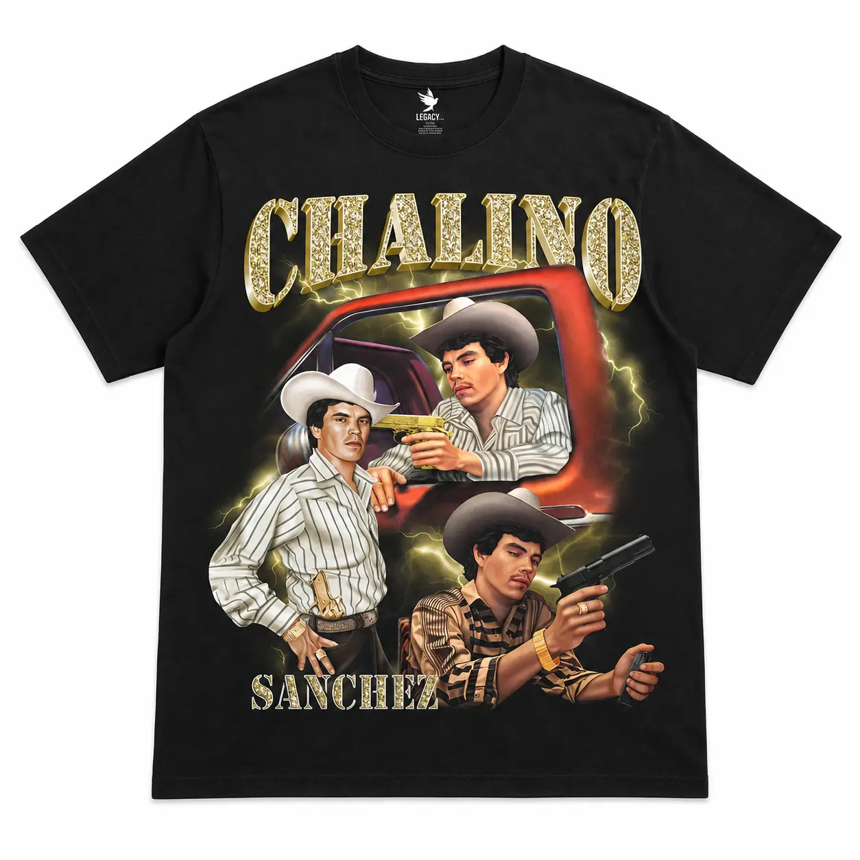 Camiseta de Hombre Estilo de Chalino Sánchez con Arte de Banda – Ideal para Fanáticos de la Música Regional y Entusiastas de la Cultura Mexicana, Regalo Perfecto para Eventos y Celebraciones Populares