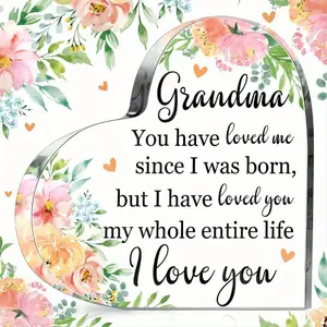 Grandma Gift Grandma Birthday Gift Acrylic Heart Shape Butterfly Shape Grandma Sign from Granddaughter Grandson Thoughtful Grandmother Gift Ideas (Watercolor Flowers)