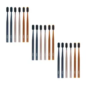 Pursonic Eco Essentials Bundle: 3 Packs of 100% Cedarwood Toothbrushes (6-Pack Each) – 18 Natural, Sustainable Toothbrushes for the Whole Family