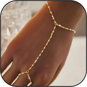 Hand Chain Bracelet Gold Bracelets for Women Link Chain Bracelets Trendy Finger Ring Slave Bracelet Jewelry Gifts