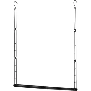 STORAGE MANIAC Hanging Closet Rod, Adjustable Width and Height Closet Hanging Organizer, Space-Saving Clothes Hanging Bar, Closet Extender Hanging Rod Double Closet Hanging Rod, 1 Pack Black