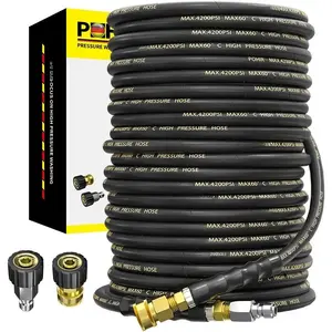 Power Washer Hose 100FT with 3/8'' Quick Connect, High Tensile Wire Braided  Wash Water Hose with 2 Quick Connect Kits Compatible M22 14 mm, 1/4 Inch Hose for  Washer, 4200 PSI