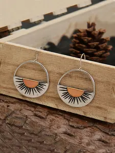 1 Pair Vintage Sunrise Sun Drop Dangle Earrings, Retro Accessories for Women and Girls, Elegant Statement Jewelry for Any Occasion