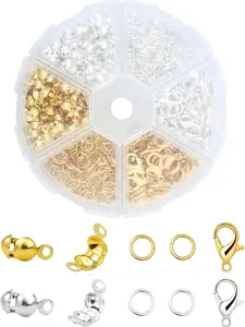 460 Pcs Jewelry Making Accessories Set Includes 200 Pcs Open Jump Ring Connectors 200 Pcs Bead Tips Knot Covers and 60 Pieces Lobster Claw Clasps...