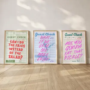 Custom Set of 3 Guest Check Posters