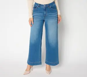 Studio Park x Amy Stran Petite Pleated Wide Leg Ankle Jean- Indigo